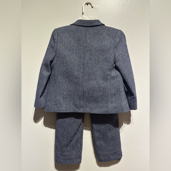 Janie and Jack Navy Herringbone Jacket and pant set - Picture 3 of 6